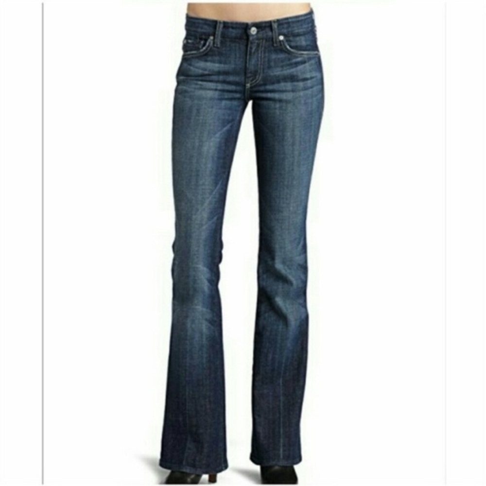 7 for all Mankind “A” Pocket Denim Jeans Flare Size 29  Long‎ 33”